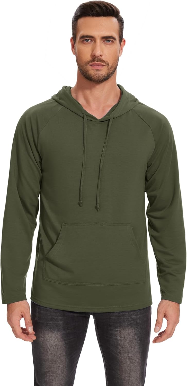Men's Performance Fleece Hoodie Gym Workout Pullover Quick-Dry Long Sleeve - Picture 25 of 53