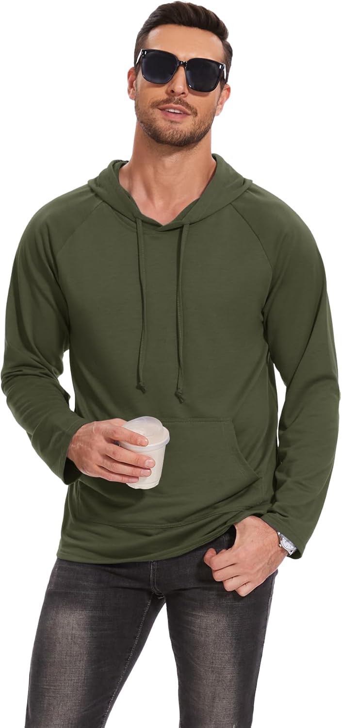 Men's Performance Fleece Hoodie Gym Workout Pullover Quick-Dry Long Sleeve - Picture 26 of 53