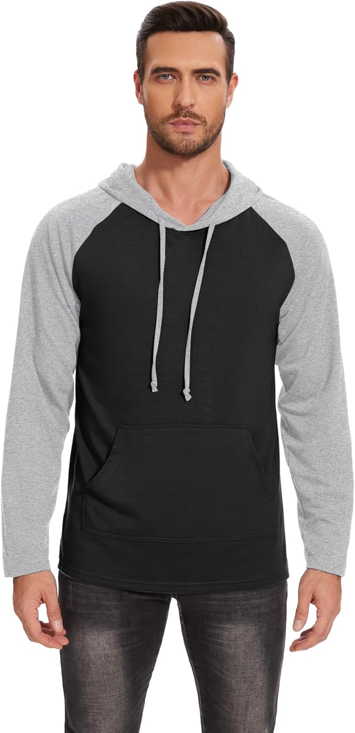 Men's Performance Fleece Hoodie Gym Workout Pullover Quick-Dry Long Sleeve - Picture 31 of 53