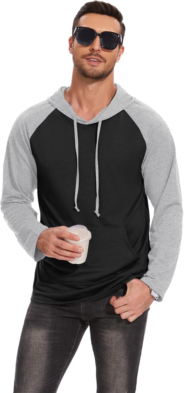 Men's Performance Fleece Hoodie Gym Workout Pullover Quick-Dry Long Sleeve - Picture 32 of 53