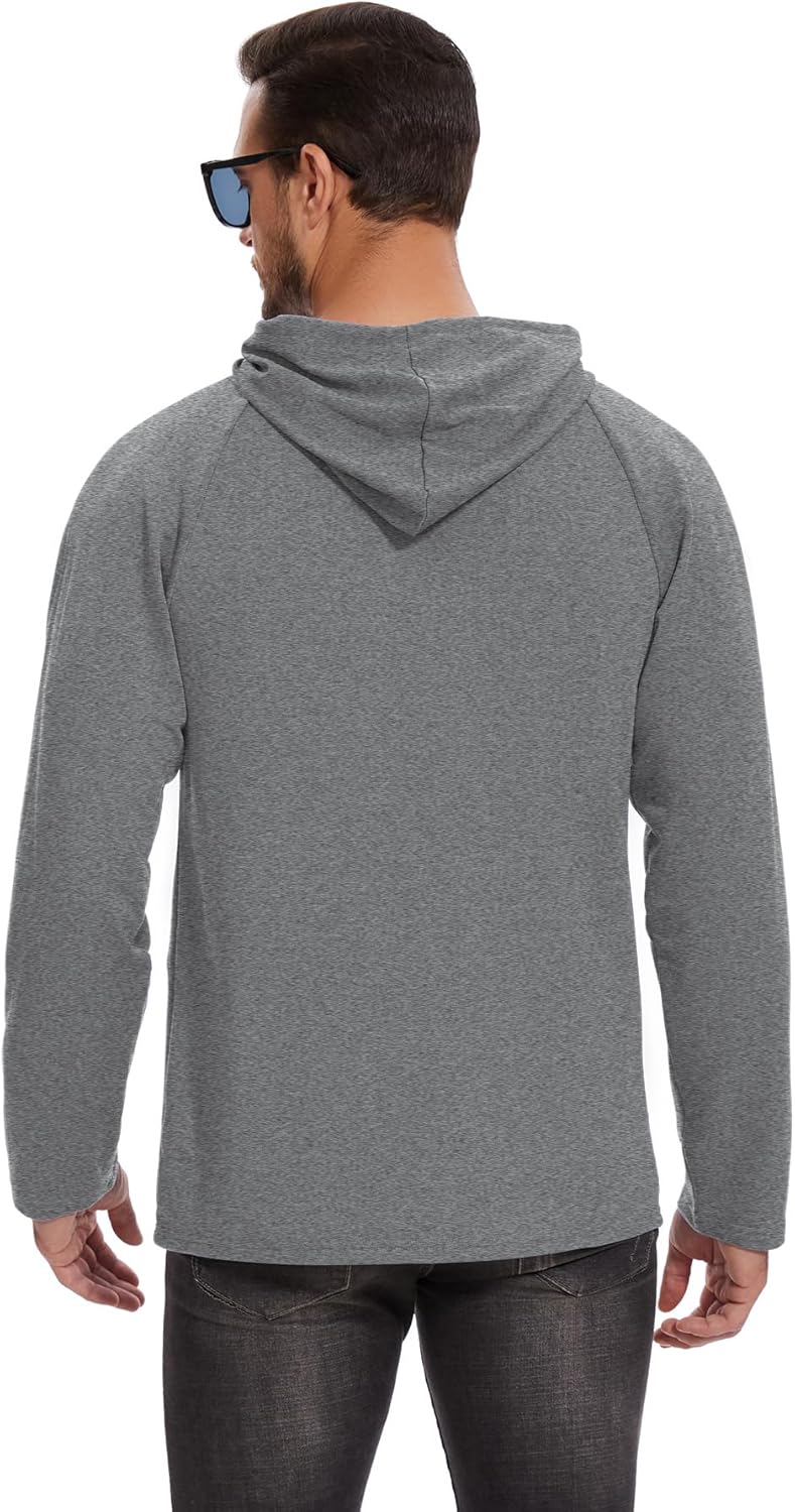 Men's Performance Fleece Hoodie Gym Workout Pullover Quick-Dry Long Sleeve - Picture 39 of 53