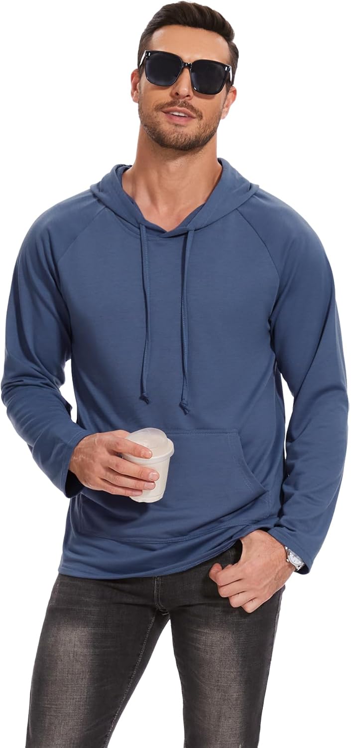 Men's Performance Fleece Hoodie Gym Workout Pullover Quick-Dry Long Sleeve - Picture 44 of 53