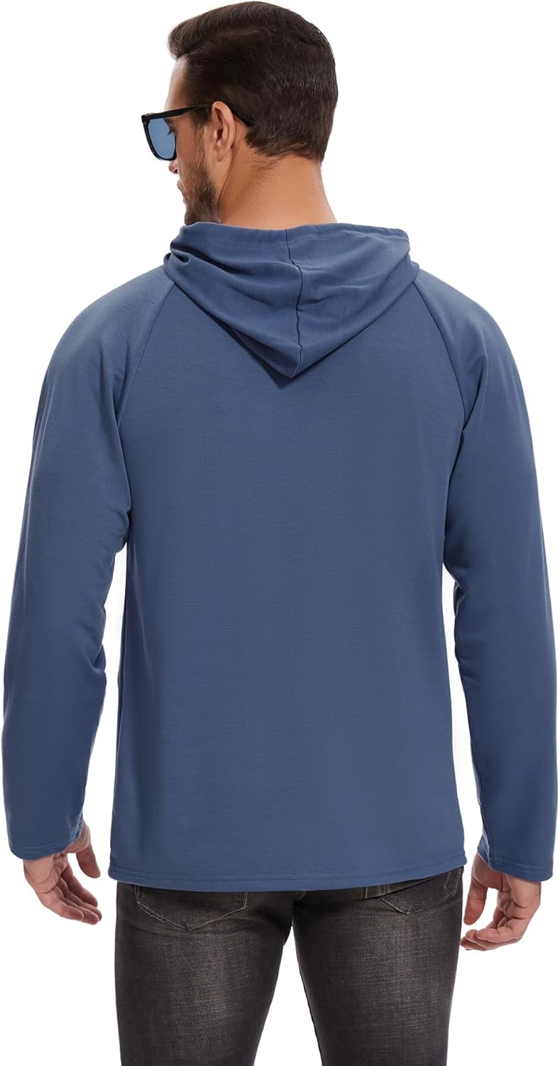 Men's Performance Fleece Hoodie Gym Workout Pullover Quick-Dry Long Sleeve - Picture 45 of 53