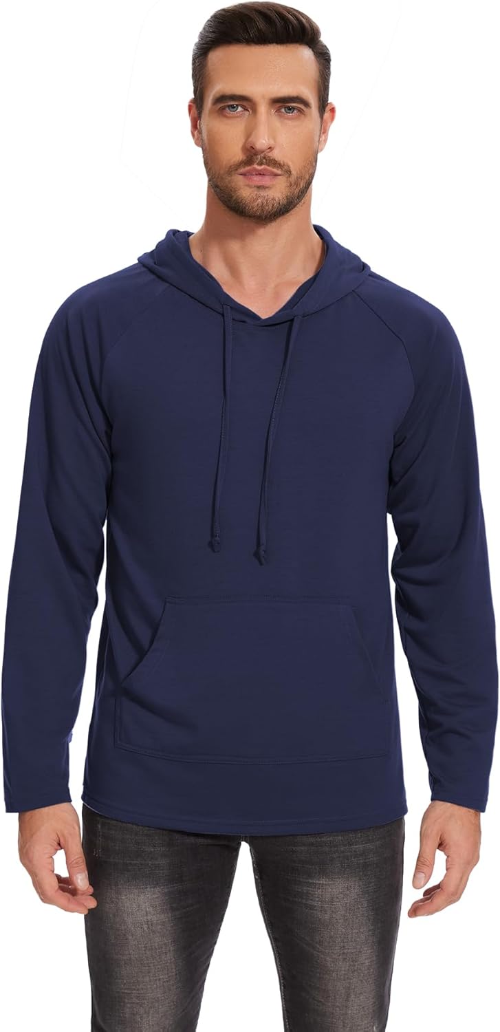 Men's Performance Fleece Hoodie Gym Workout Pullover Quick-Dry Long Sleeve - Picture 49 of 53