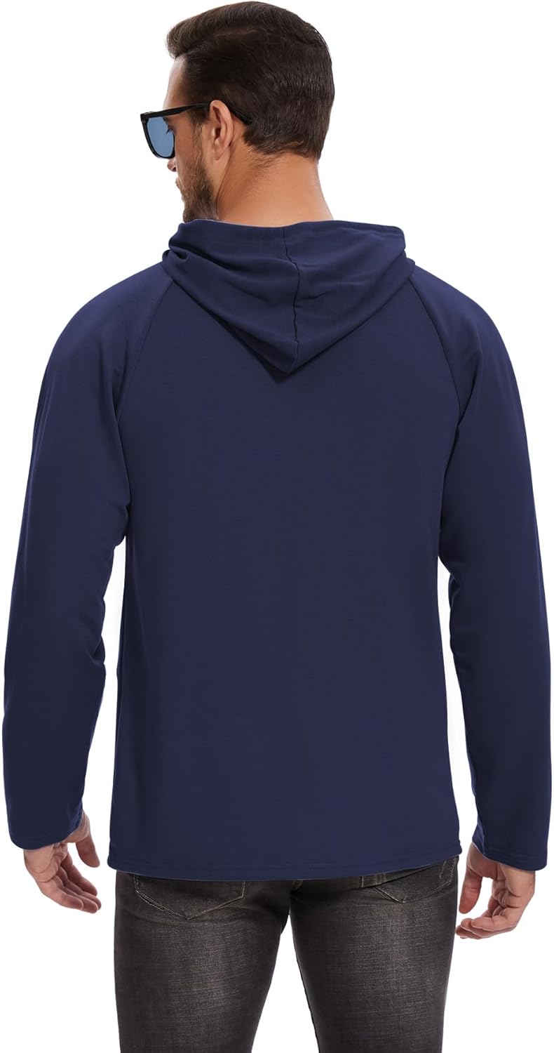 Men's Performance Fleece Hoodie Gym Workout Pullover Quick-Dry Long Sleeve - Picture 51 of 53