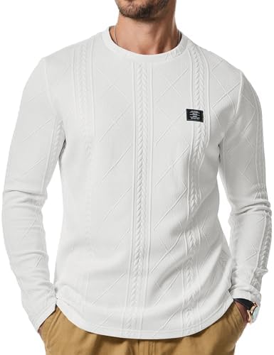 Men's Cotton Blend Knit Shirt Long Sleeve Crew Neck Casual Urban Basic Tee - Picture 14 of 16