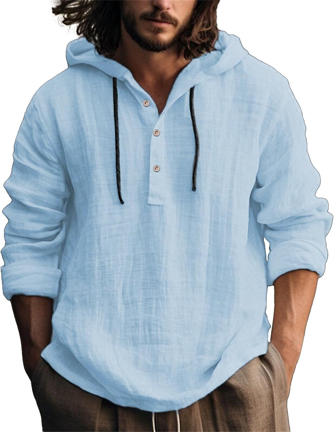 Cotton Lightweight Hoodies for Mens Casual Long Sleeve Pullover Hooded Fashion S - Picture 14 of 18