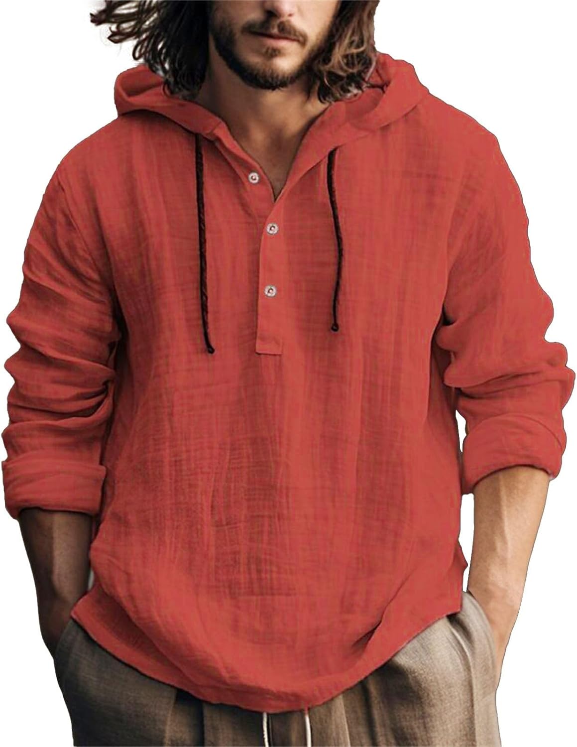 Cotton Lightweight Hoodies for Mens Casual Long Sleeve Pullover Hooded Fashion S - Picture 17 of 18