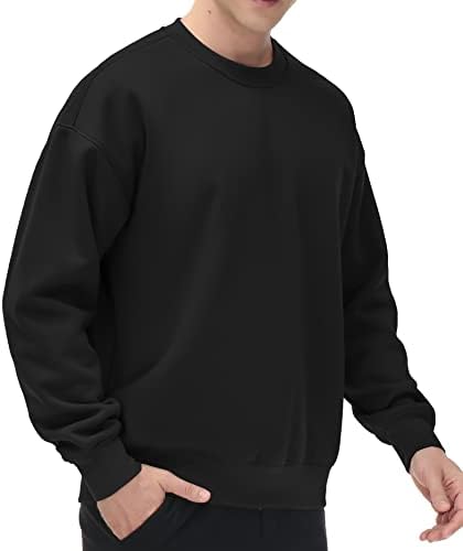 Men's Thick Fleece Crewneck Sweatshirt - Soft Loose Fit Basic Pullover Winter - Picture 18 of 58