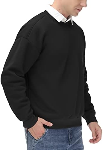 Men's Thick Fleece Crewneck Sweatshirt - Soft Loose Fit Basic Pullover Winter - Picture 21 of 58