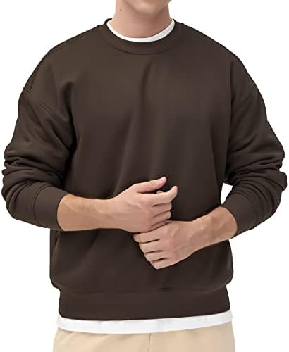 Men's Thick Fleece Crewneck Sweatshirt - Soft Loose Fit Basic Pullover Winter - Picture 22 of 58