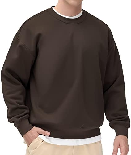 Men's Thick Fleece Crewneck Sweatshirt - Soft Loose Fit Basic Pullover Winter - Picture 26 of 58