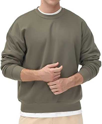 Men's Thick Fleece Crewneck Sweatshirt - Soft Loose Fit Basic Pullover Winter - Picture 30 of 58