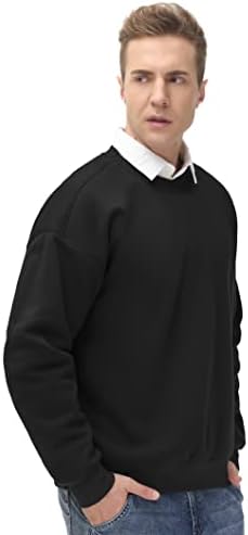 Men's Thick Fleece Crewneck Sweatshirt - Soft Loose Fit Basic Pullover Winter - Picture 17 of 58