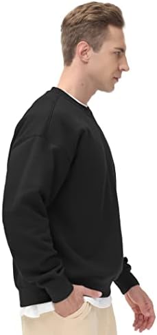 Men's Thick Fleece Crewneck Sweatshirt - Soft Loose Fit Basic Pullover Winter - Picture 20 of 58