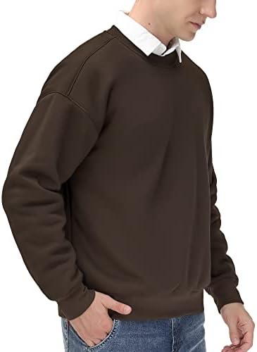 Men's Thick Fleece Crewneck Sweatshirt - Soft Loose Fit Basic Pullover Winter - Picture 23 of 58