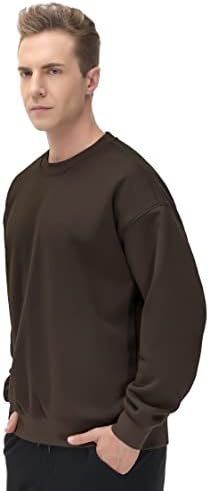 Men's Thick Fleece Crewneck Sweatshirt - Soft Loose Fit Basic Pullover Winter - Picture 25 of 58