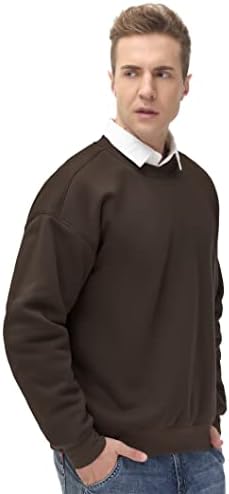 Men's Thick Fleece Crewneck Sweatshirt - Soft Loose Fit Basic Pullover Winter - Picture 29 of 58