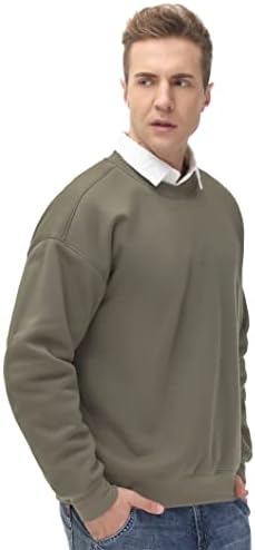 Men's Thick Fleece Crewneck Sweatshirt - Soft Loose Fit Basic Pullover Winter - Picture 32 of 58