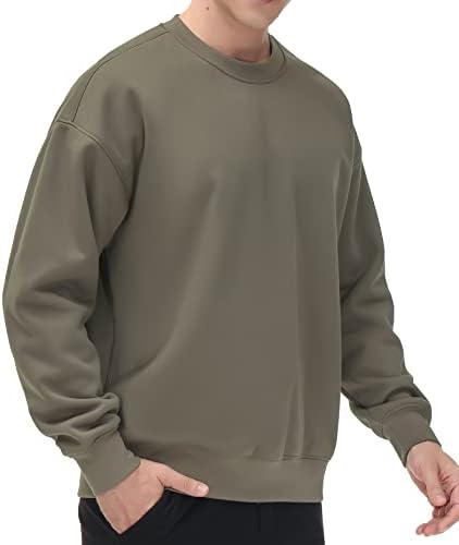 Men's Thick Fleece Crewneck Sweatshirt - Soft Loose Fit Basic Pullover Winter - Picture 33 of 58