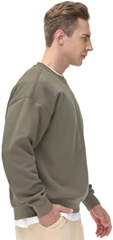 Men's Thick Fleece Crewneck Sweatshirt - Soft Loose Fit Basic Pullover Winter - Picture 36 of 58