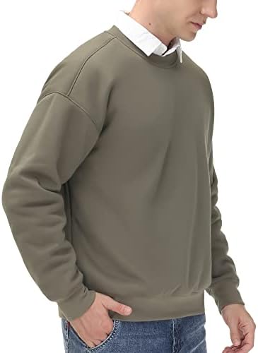 Men's Thick Fleece Crewneck Sweatshirt - Soft Loose Fit Basic Pullover Winter - Picture 37 of 58