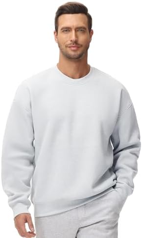 Men's Thick Fleece Crewneck Sweatshirt - Soft Loose Fit Basic Pullover Winter - Picture 38 of 58