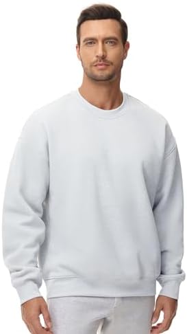 Men's Thick Fleece Crewneck Sweatshirt - Soft Loose Fit Basic Pullover Winter - Picture 39 of 58