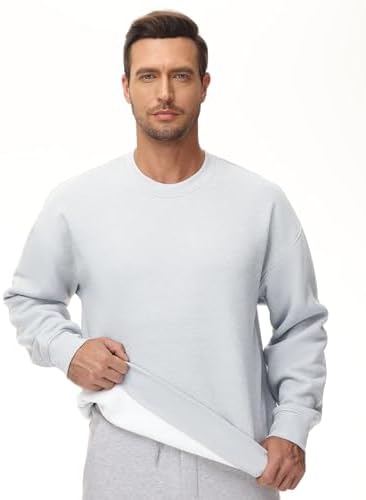 Men's Thick Fleece Crewneck Sweatshirt - Soft Loose Fit Basic Pullover Winter - Picture 40 of 58