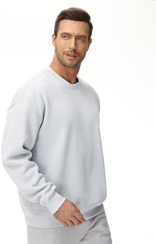 Men's Thick Fleece Crewneck Sweatshirt - Soft Loose Fit Basic Pullover Winter - Picture 42 of 58