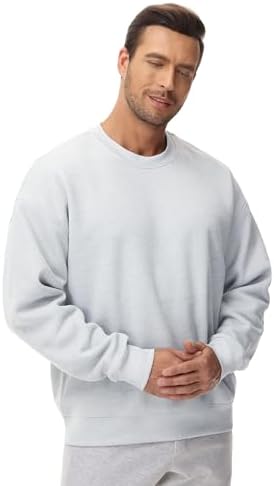 Men's Thick Fleece Crewneck Sweatshirt - Soft Loose Fit Basic Pullover Winter - Picture 43 of 58