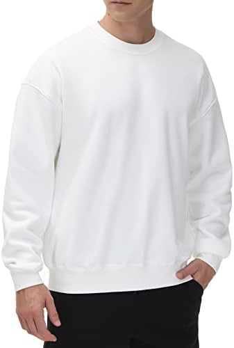 Men's Thick Fleece Crewneck Sweatshirt - Soft Loose Fit Basic Pullover Winter - Picture 46 of 58