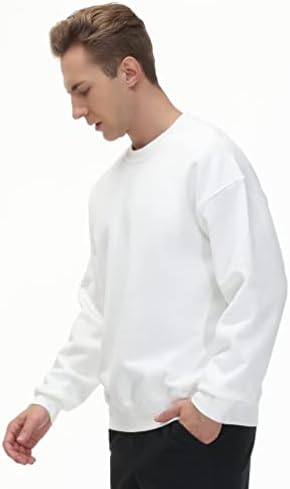 Men's Thick Fleece Crewneck Sweatshirt - Soft Loose Fit Basic Pullover Winter - Picture 47 of 58