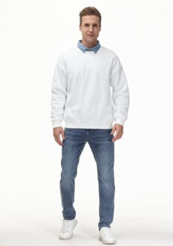 Men's Thick Fleece Crewneck Sweatshirt - Soft Loose Fit Basic Pullover Winter - Picture 50 of 58