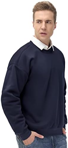 Men's Thick Fleece Crewneck Sweatshirt - Soft Loose Fit Basic Pullover Winter - Picture 55 of 58