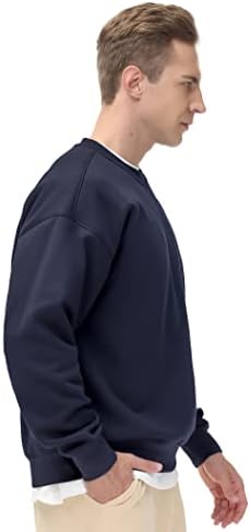 Men's Thick Fleece Crewneck Sweatshirt - Soft Loose Fit Basic Pullover Winter - Picture 57 of 58