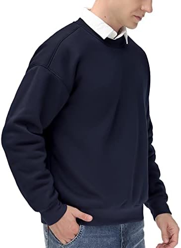 Men's Thick Fleece Crewneck Sweatshirt - Soft Loose Fit Basic Pullover Winter - Picture 58 of 58