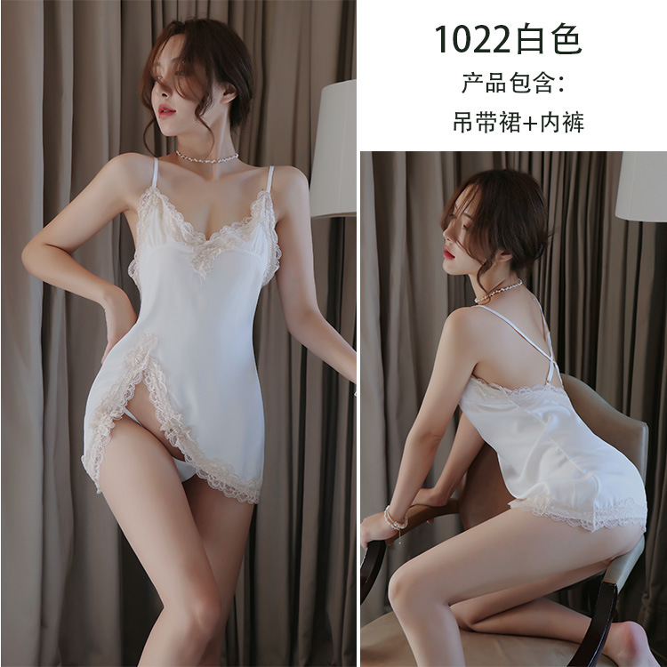 Lace Nightgown Pajama Short V-Neck Backless Sexy Camisole Skirt - Bild 18 von 25