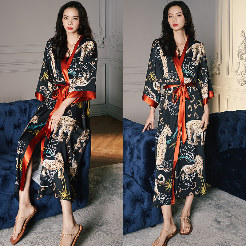 Satin Sleepwear Women Summer Luxury 3/4 Sleeve Nightgown Bathrobe Plus Size - Picture 21 of 52