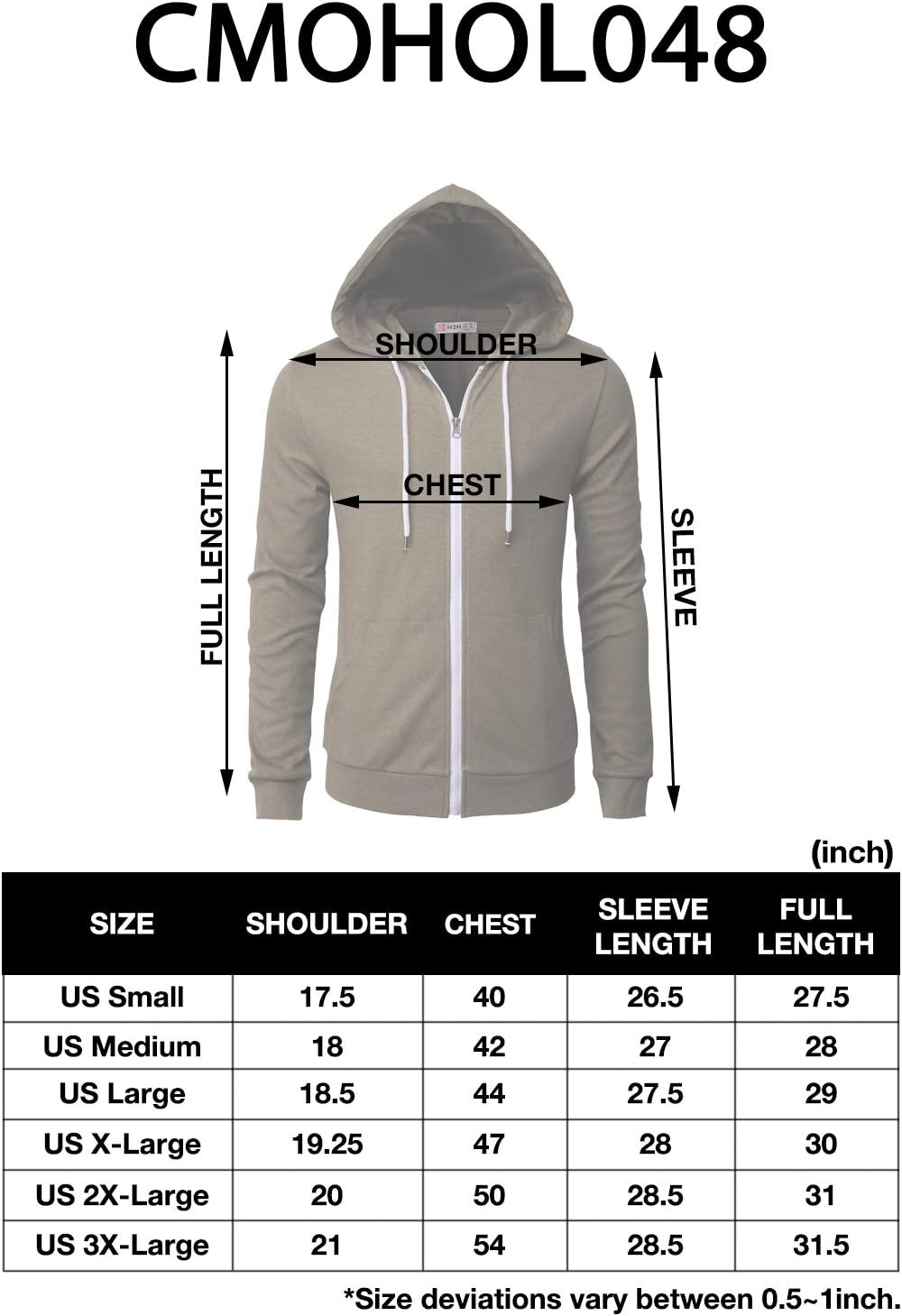 Men's Zip Up Hoodie Lightweight Long Sleeve Basic Slim Fit Cotton SweatShirt - Picture 27 of 201