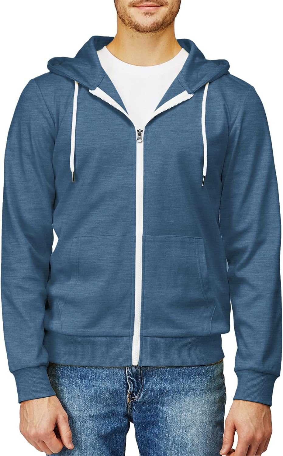 Men's Zip Up Hoodie Lightweight Long Sleeve Basic Slim Fit Cotton SweatShirt - Picture 24 of 201