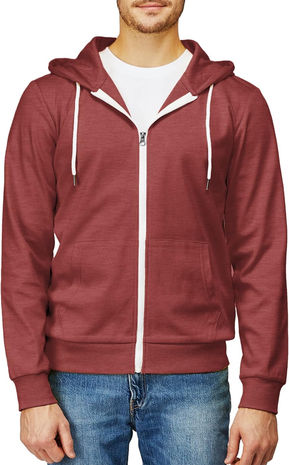 Men's Zip Up Hoodie Lightweight Long Sleeve Basic Slim Fit Cotton SweatShirt - Picture 36 of 201