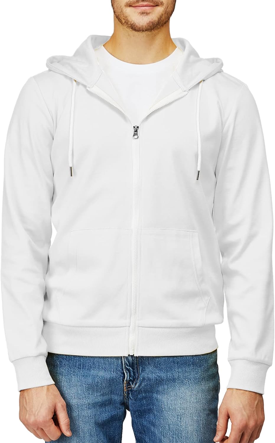 Men's Zip Up Hoodie Lightweight Long Sleeve Basic Slim Fit Cotton SweatShirt - Picture 42 of 201