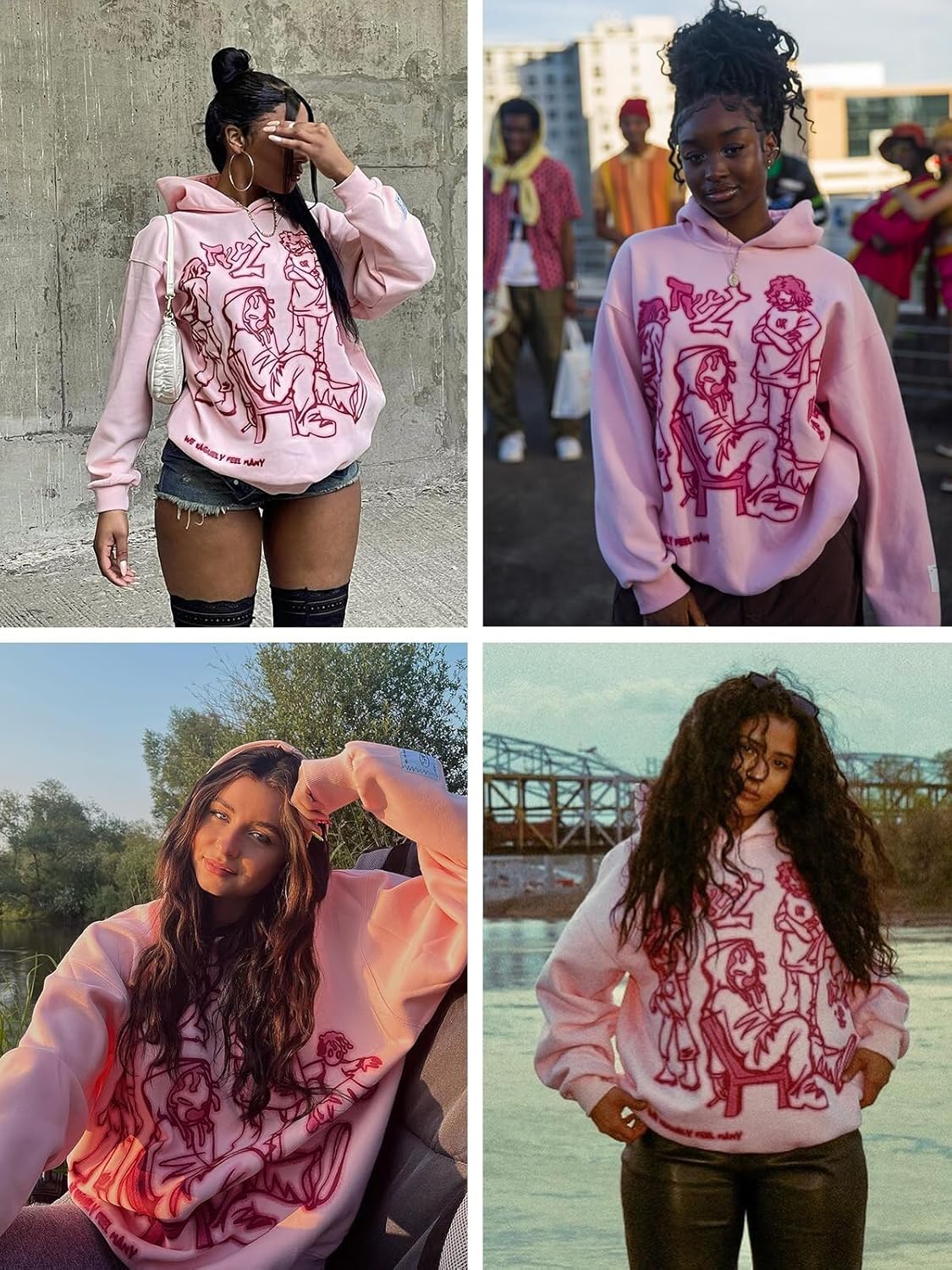 Vintage Graphic Hoodie Pullover - Casual Oversized Long Sleeve Sweatshirt - Picture 30 of 105