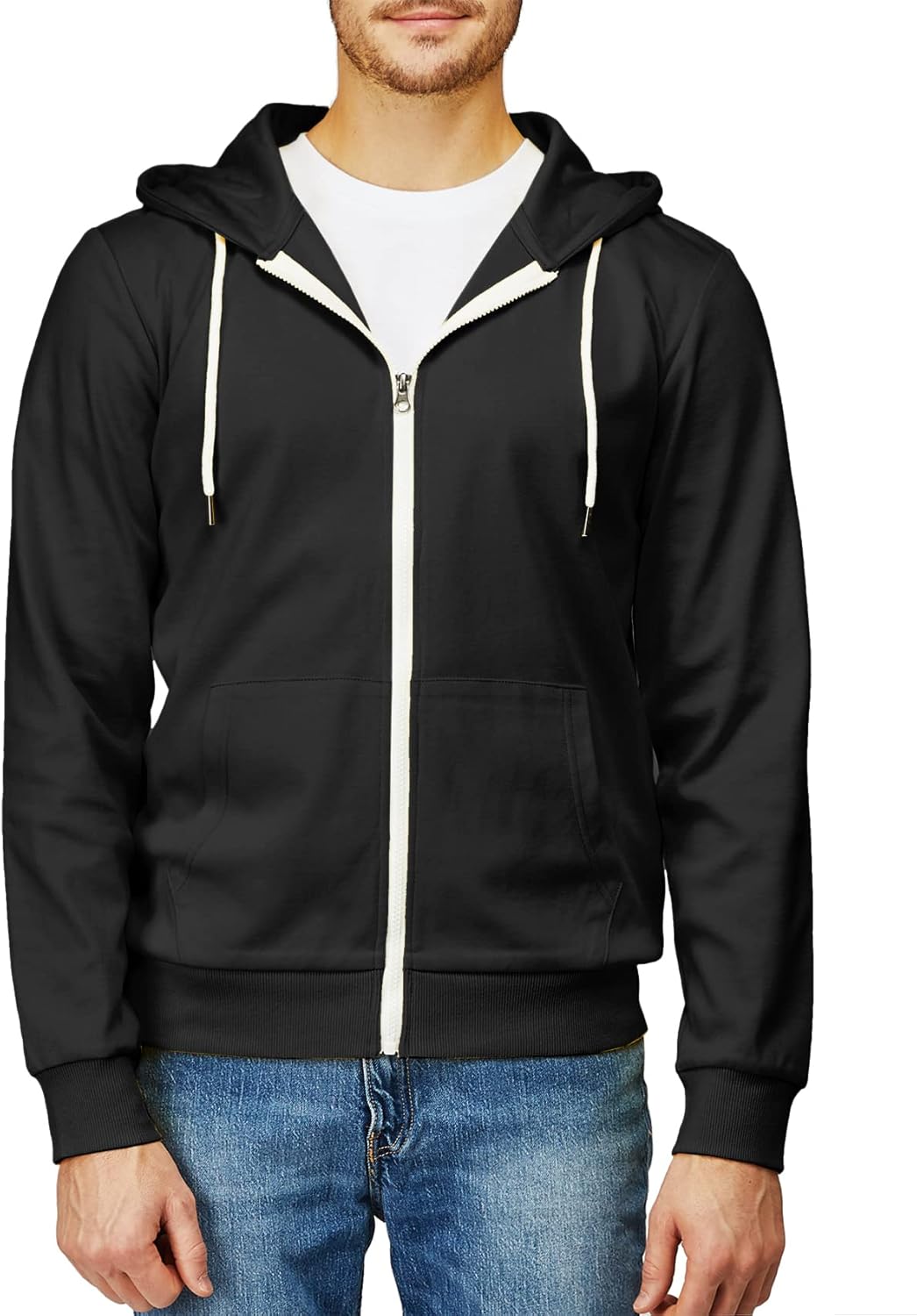 Men's Zip Up Hoodie Lightweight Long Sleeve Basic Slim Fit Cotton SweatShirt - Picture 48 of 201