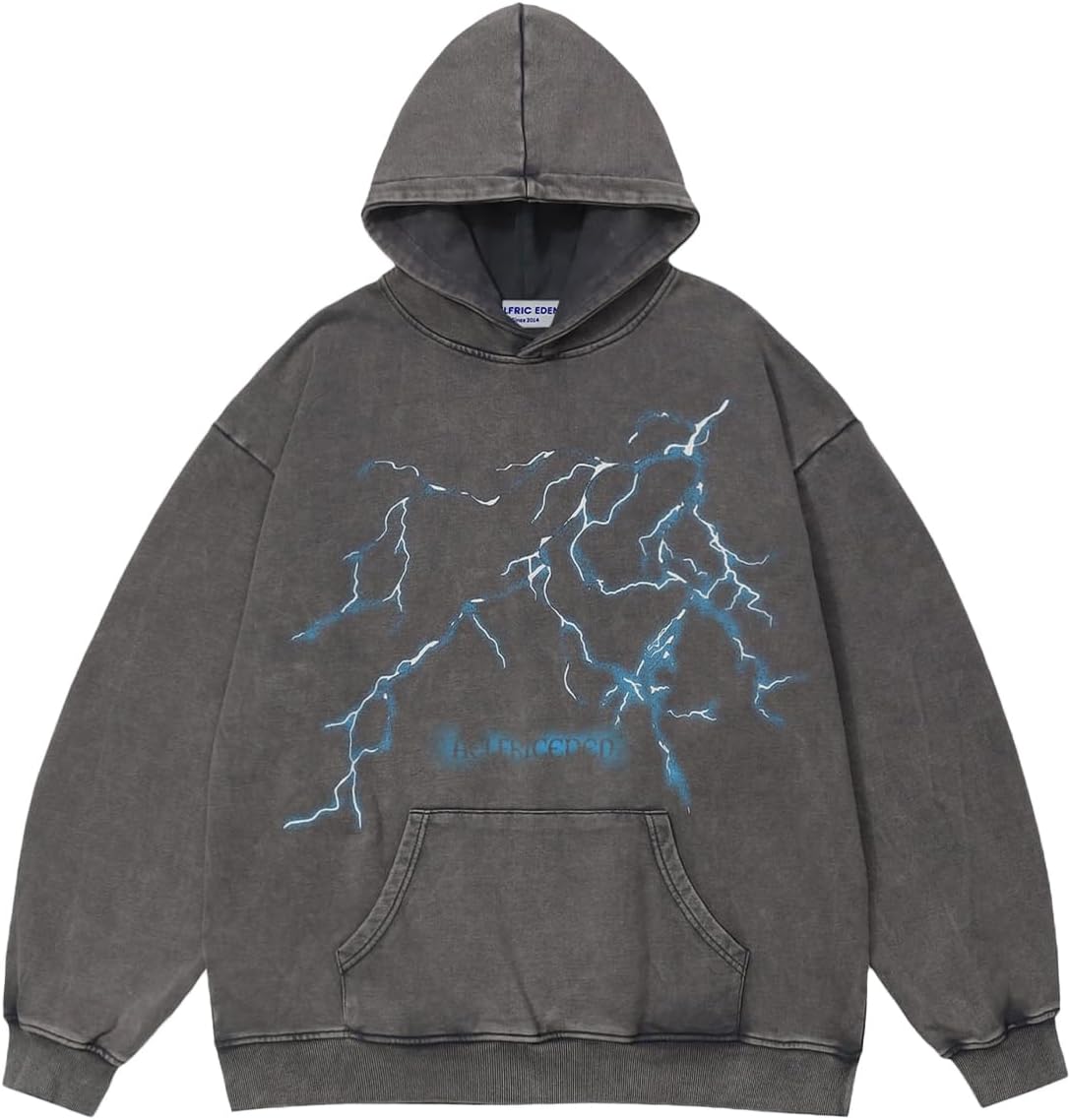 Vintage Graphic Hoodie Pullover - Casual Oversized Long Sleeve Sweatshirt - Picture 42 of 105