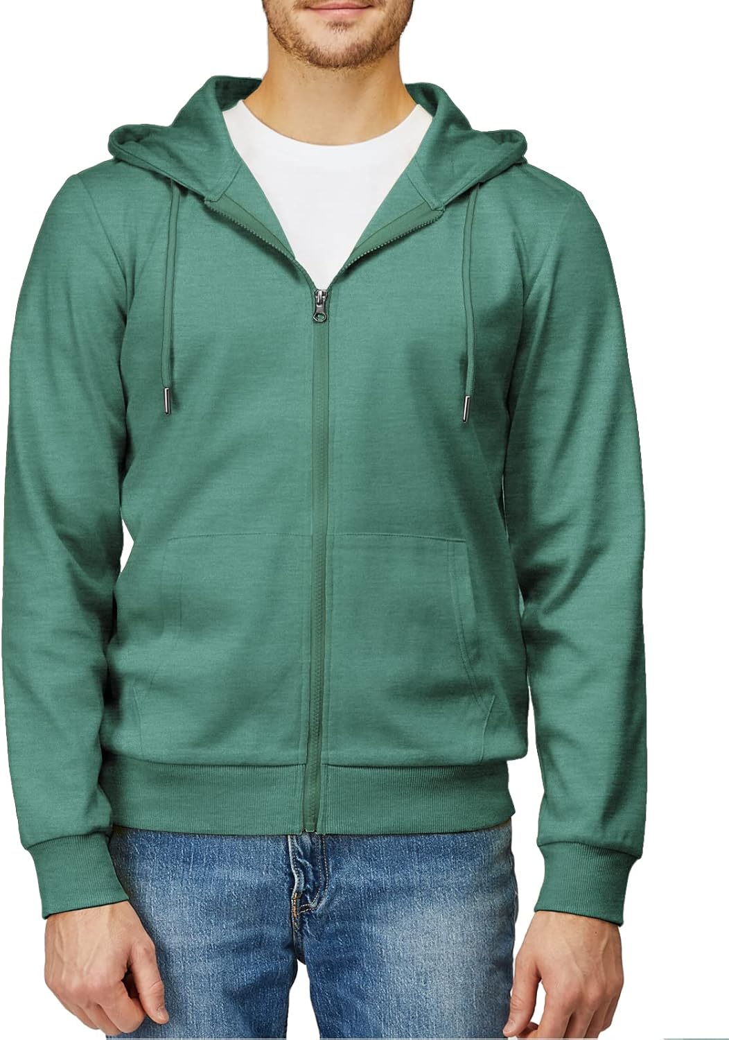 Men's Zip Up Hoodie Lightweight Long Sleeve Basic Slim Fit Cotton SweatShirt - Picture 79 of 201