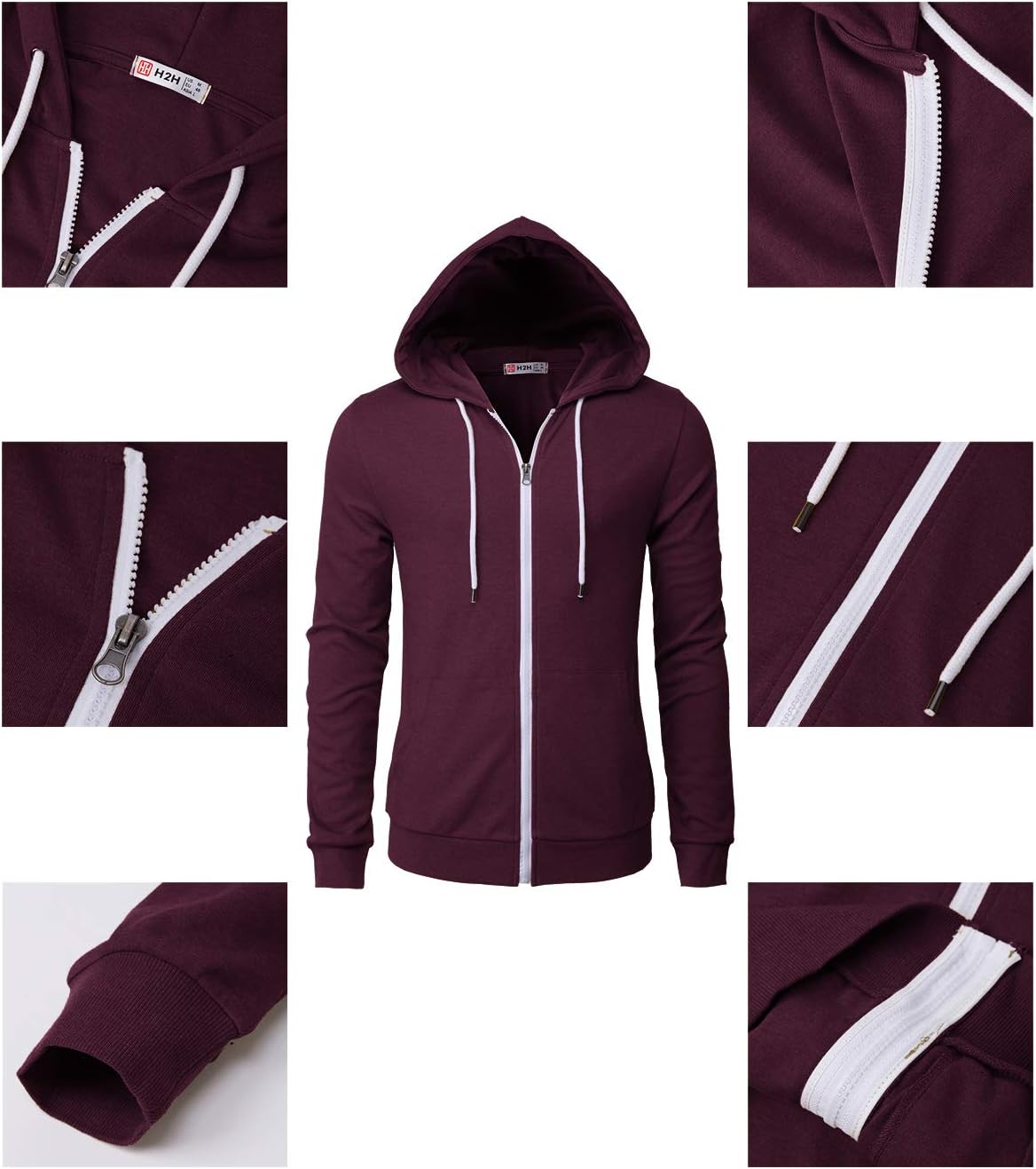 Men's Zip Up Hoodie Lightweight Long Sleeve Basic Slim Fit Cotton SweatShirt - Picture 85 of 201