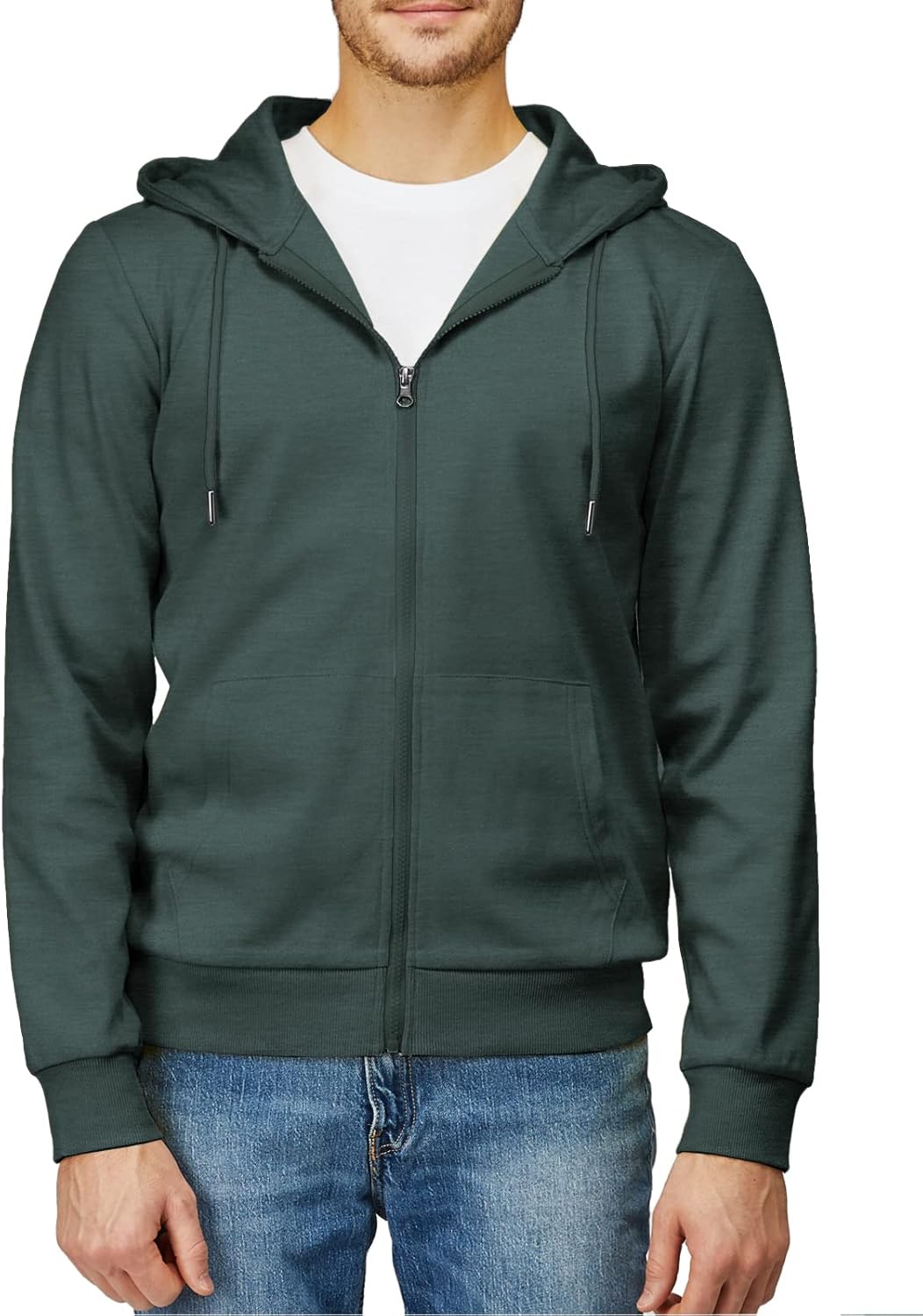 Men's Zip Up Hoodie Lightweight Long Sleeve Basic Slim Fit Cotton SweatShirt - Picture 91 of 201