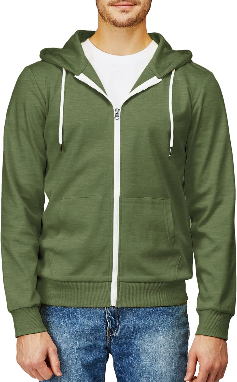 Men's Zip Up Hoodie Lightweight Long Sleeve Basic Slim Fit Cotton SweatShirt - Picture 96 of 201
